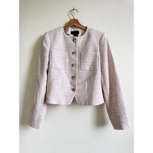 Donna Karan New York women's Tweed Cropped Jacket size 12 in pink $230